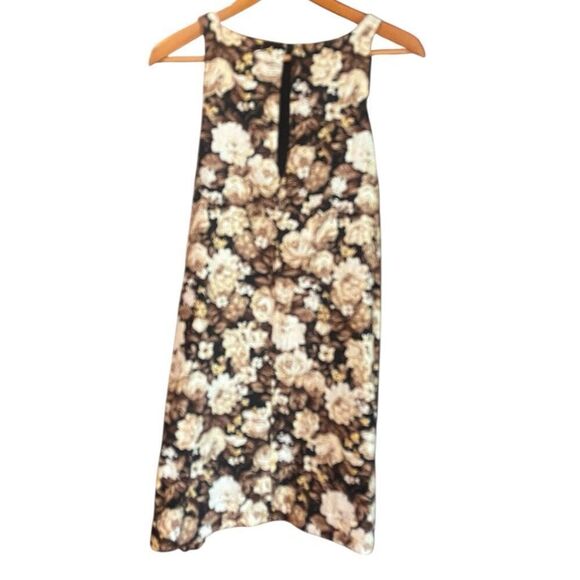 Abercrombie & Fitch Brown Sleeveless Floral Shift Dress Mini Brown Linen Blend S - Picture 2 of 6